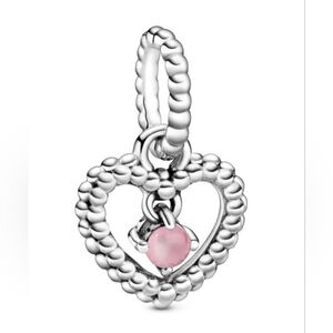 Pandora October Petal Pink Heart Dangle Charm Sterling Silver 925
